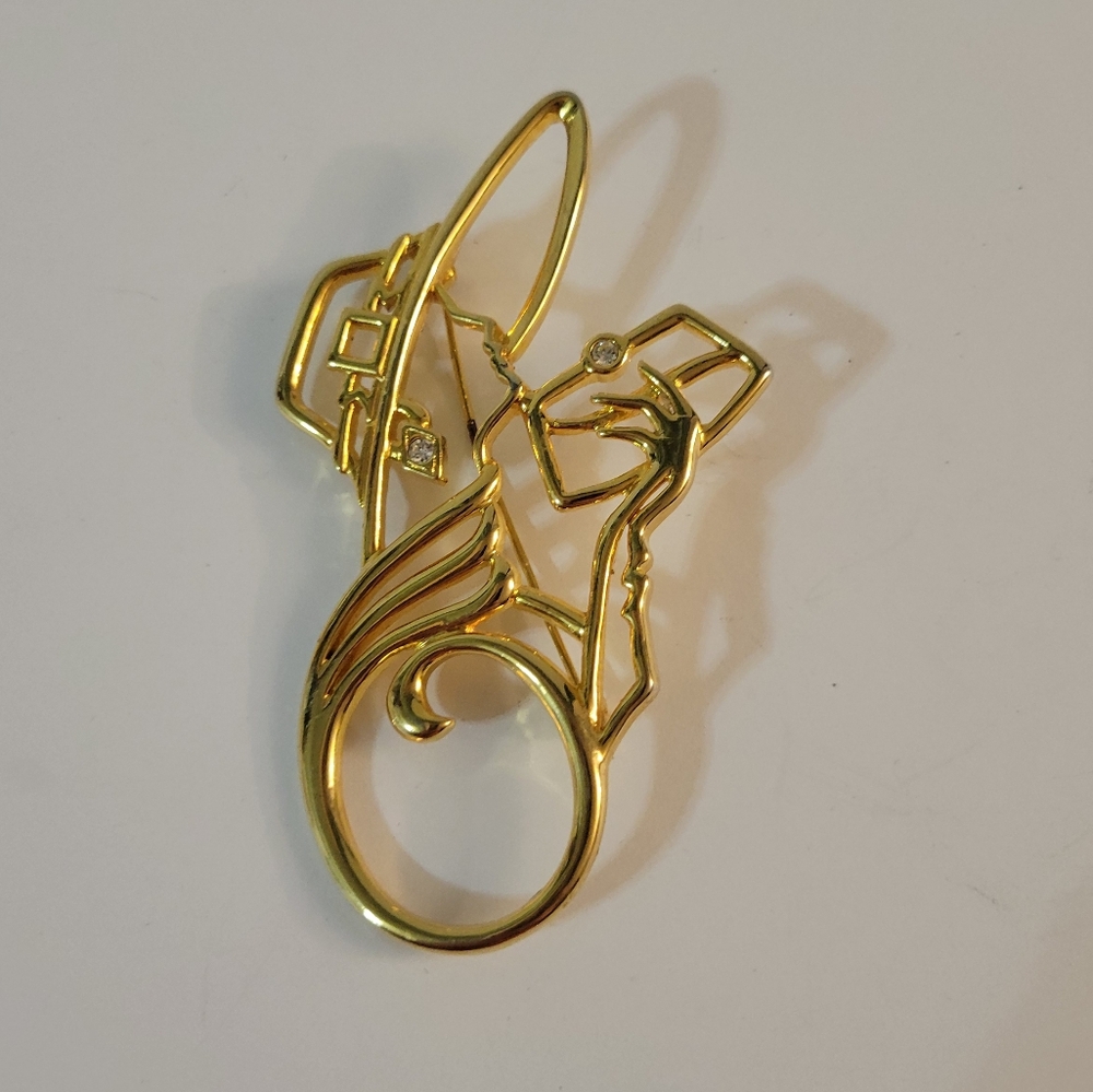 Vintage 80s JJ Jonette Lady Hat Purse Brooch
